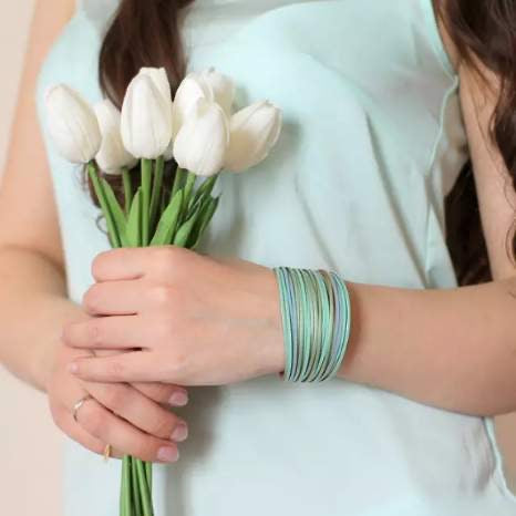 Blue Leather Bracelet