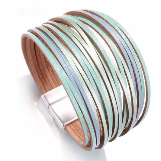 Blue Leather Bracelet