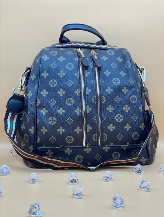 Luxury Brown Dual Zipper Leather Backpack