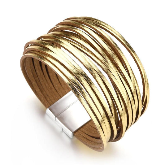 Gold Leather Bracelet